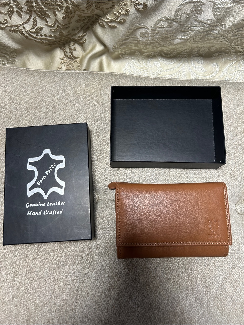 Genuine Leather Brown Wallet with Box from Italy
